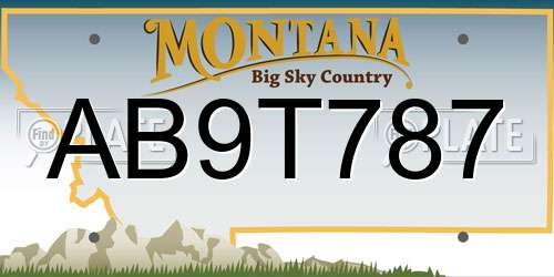 AB9T787 Montana License Plate