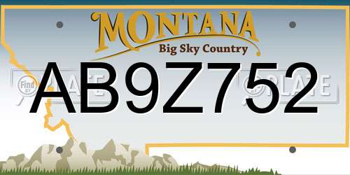 AB9Z752 Montana License Plate