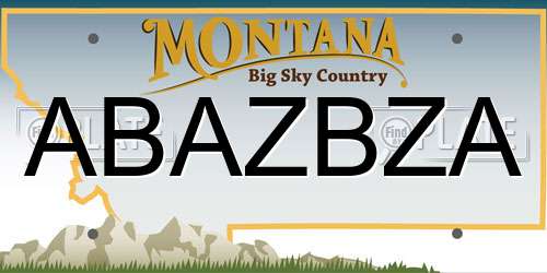 ABAZBZA Montana License Plate