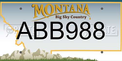 ABB988 Montana License Plate