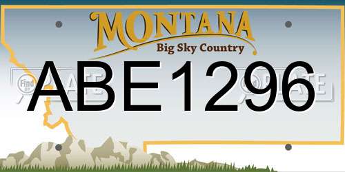 ABE1296 Montana License Plate