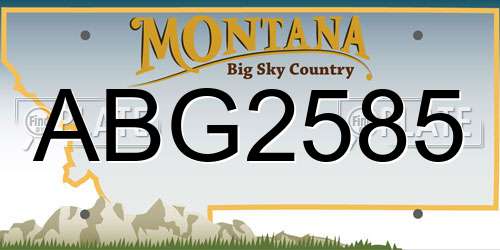 ABG2585 Montana License Plate