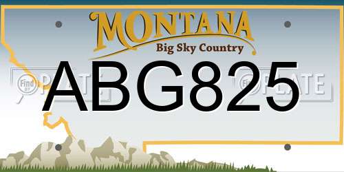 ABG825 Montana License Plate
