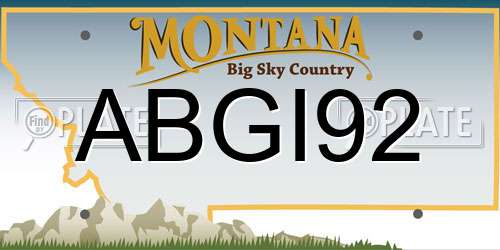 ABGI92 Montana License Plate