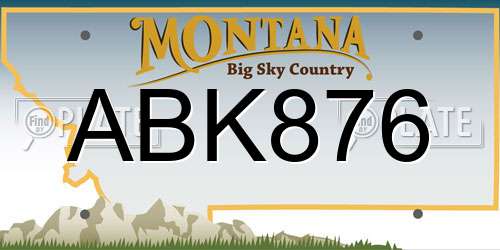ABK876 Montana License Plate