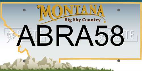 ABRA58 Montana License Plate