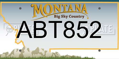 ABT852 Montana License Plate