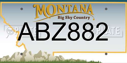 ABZ882 Montana License Plate
