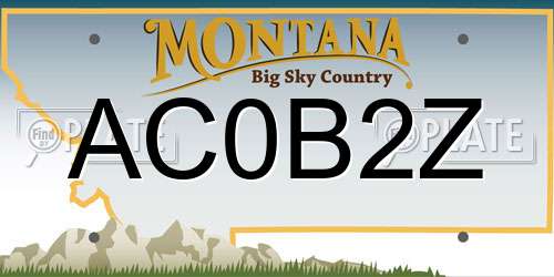 AC0B2Z Montana License Plate