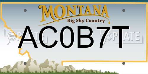 AC0B7T Montana License Plate
