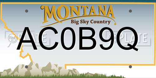 AC0B9Q Montana License Plate