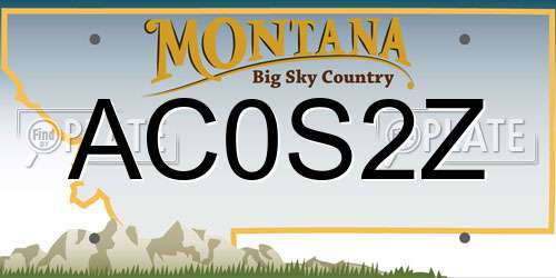 AC0S2Z Montana License Plate