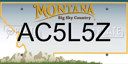 AC5L5Z Montana License Plate