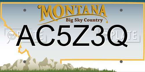AC5Z3Q Montana License Plate