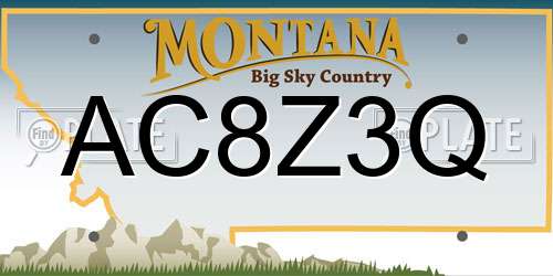AC8Z3Q Montana License Plate