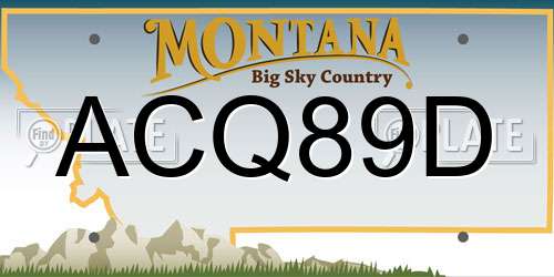 ACQ89D Montana License Plate