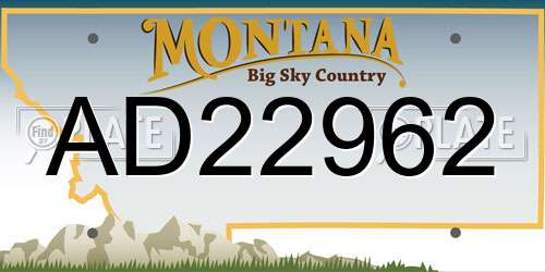 AD22962 Montana License Plate