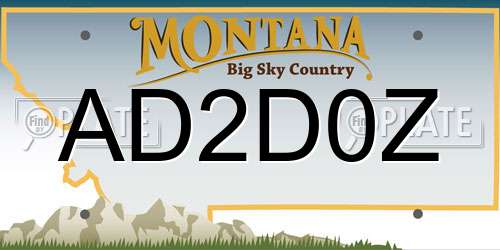 AD2D0Z Montana License Plate