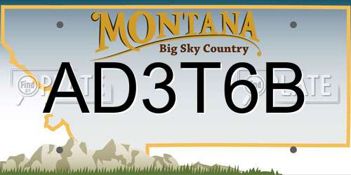 AD3T6B Montana License Plate