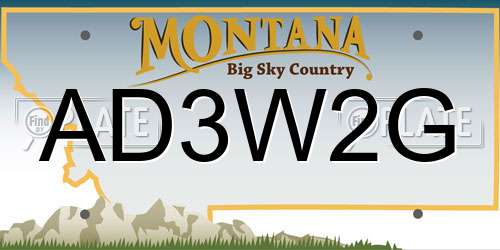 AD3W2G Montana License Plate