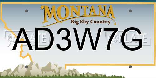 AD3W7G Montana License Plate