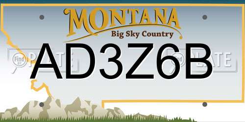 AD3Z6B Montana License Plate