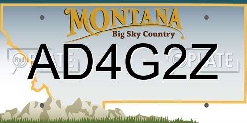AD4G2Z Montana License Plate