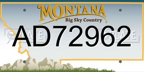 AD72962 Montana License Plate