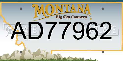 AD77962 Montana License Plate