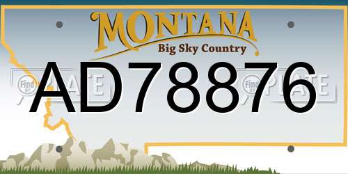 AD78876 Montana License Plate