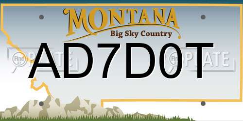 AD7D0T Montana License Plate
