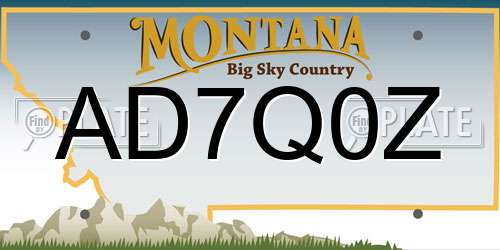 AD7Q0Z Montana License Plate