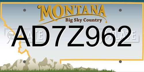 AD7Z962 Montana License Plate