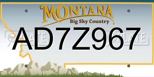 AD7Z967 Montana License Plate