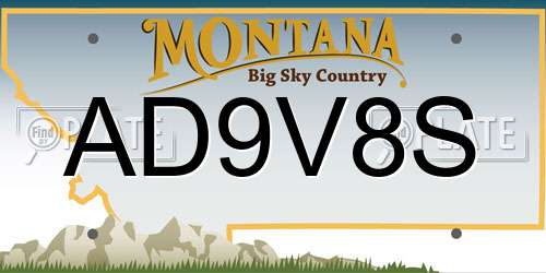AD9V8S Montana License Plate