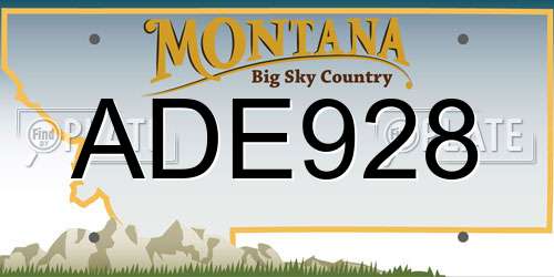 ADE928 Montana License Plate