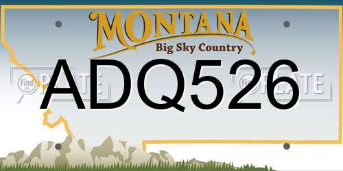 ADQ526 Montana License Plate