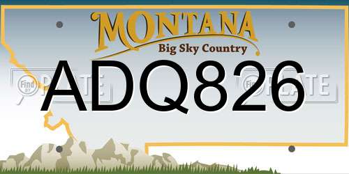 ADQ826 Montana License Plate