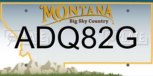 ADQ82G Montana License Plate