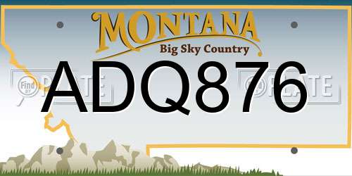 ADQ876 Montana License Plate
