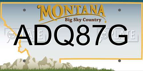 ADQ87G Montana License Plate