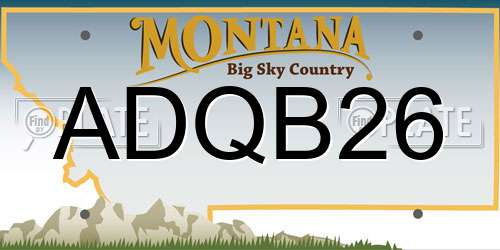 ADQB26 Montana License Plate