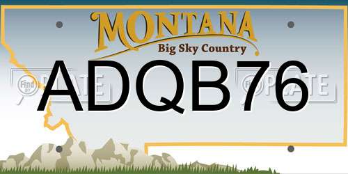 ADQB76 Montana License Plate