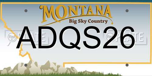 ADQS26 Montana License Plate