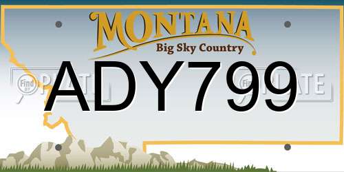 ADY799 Montana License Plate