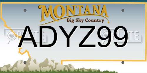 ADYZ99 Montana License Plate