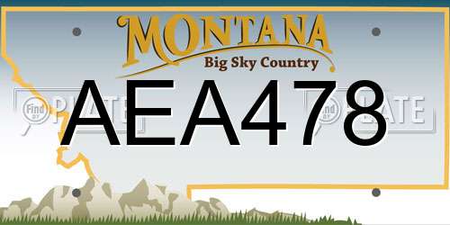 AEA478 Montana License Plate