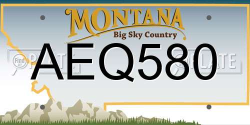AEQ580 Montana License Plate