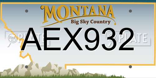 AEX932 Montana License Plate