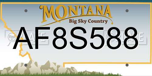AF8S588 Montana License Plate